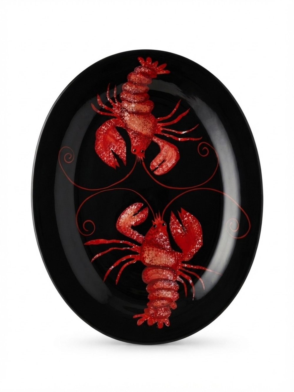 Vintage Black Ceramic Red Lobster Large Serving Platter 18.5"